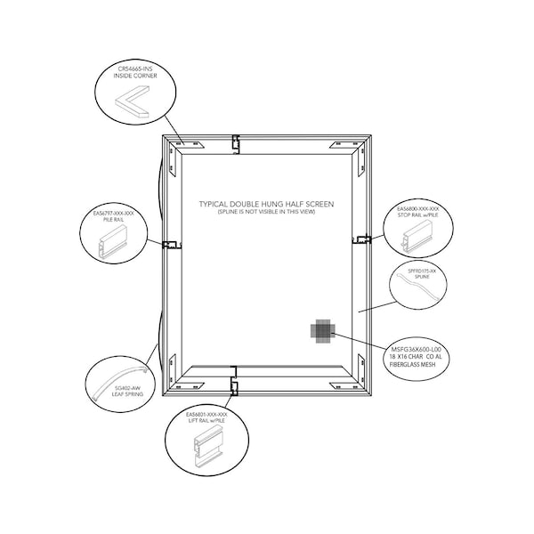 44 In W X 18 In H Double-Hung Window Screen, DH7, Aluminum Mesh, White